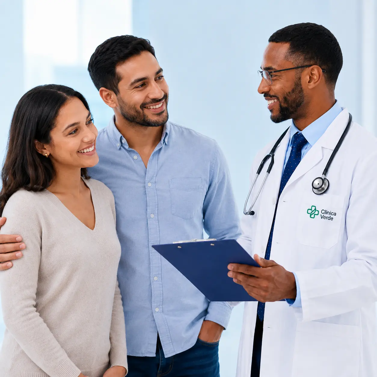 Médico atendiendo a una familia